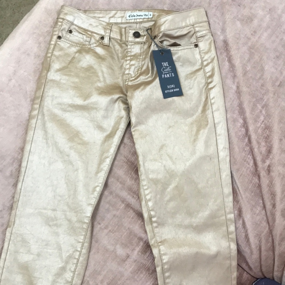 The Cielo Jeans USA Champagne Metallic Pants